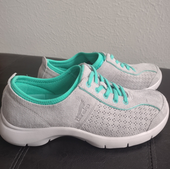 Dansko Elise Women's Comfort Walking Shoes Grey Suede Teal Size 38 US 7.5-8 - Picture 6 of 12